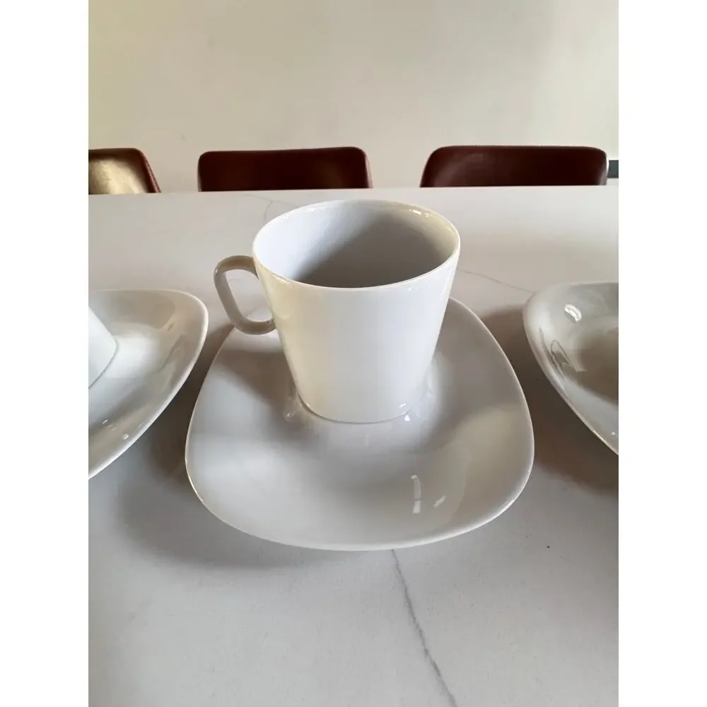 18pc Gerald Gulotta Block Langenthal Transition White Coffee Set + Platter MCM